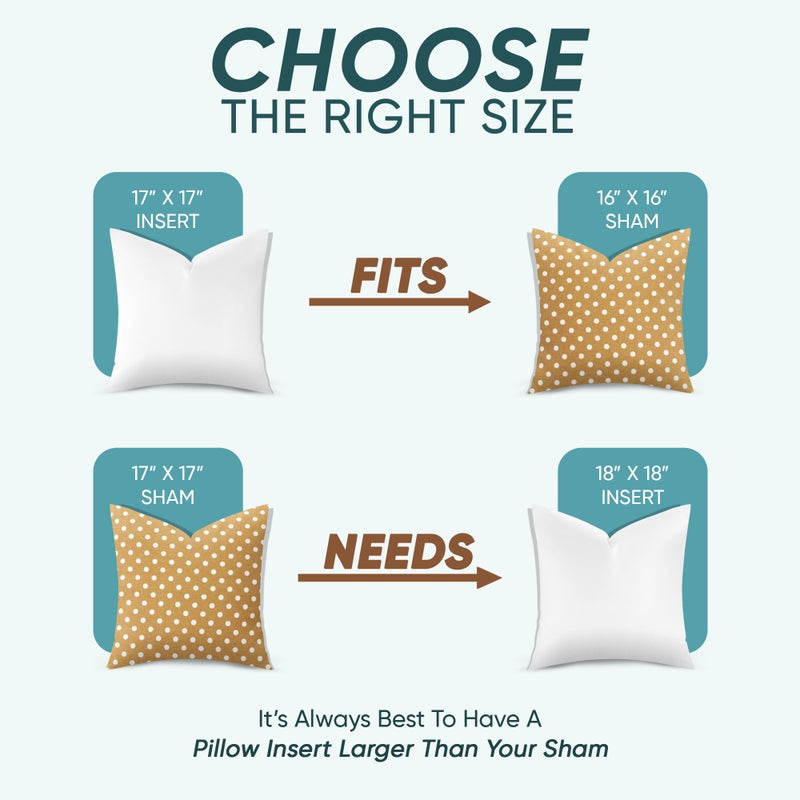 Pillowflex Synthetic Down Alternative Pillow Inserts for Shams - Comfy Pillows for Sleeping, Perfect Pillow & Best Sleeping Pillows, Handmade Down Alternative Throw Pillow Inserts - (17x17 Set of 2) - Image 2